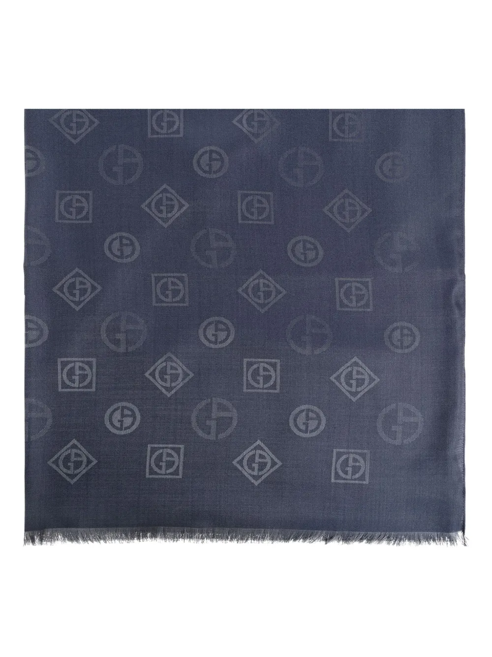 Giorgio Armani logo-pattern jacquard scarf Blauw
