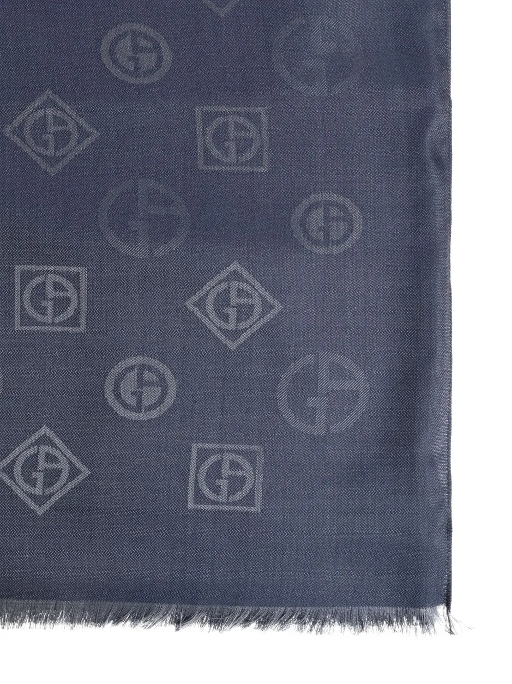 Giorgio Armani logo-pattern jacquard scarf Blauw