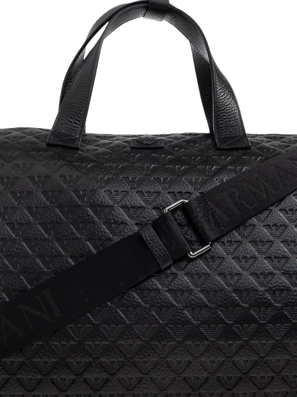 EMPORIO ARMANI エンボスロゴ　レザーボストンバッグ Emporio Armani レザーボストンバッグ | ブラック | FARFETCH JP