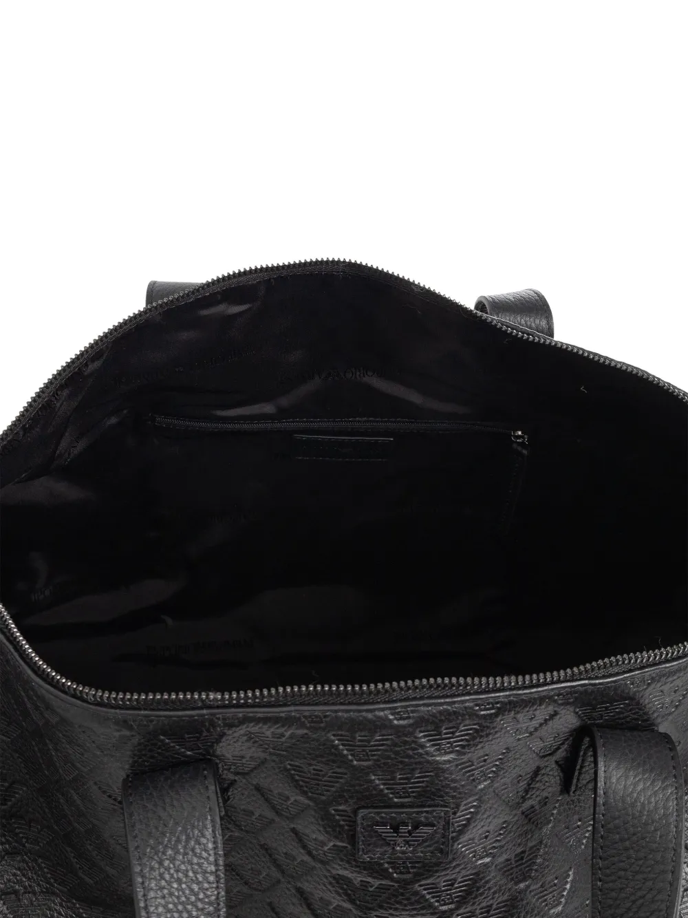 Emporio Armani Leren reistas met logo-reliëf Zwart