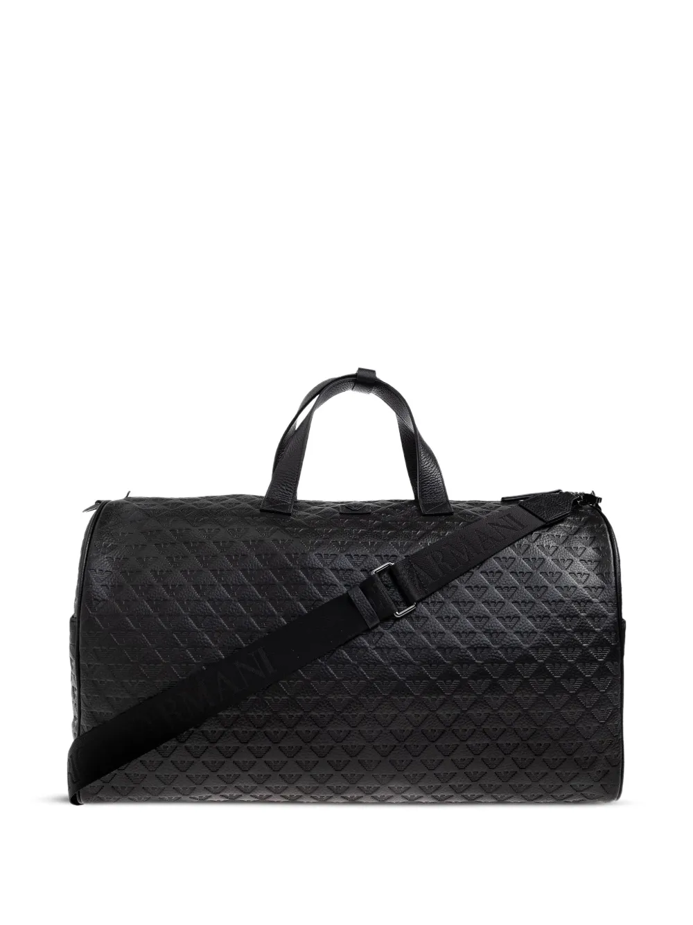 Emporio Armani Leren reistas met logo-reliëf Zwart