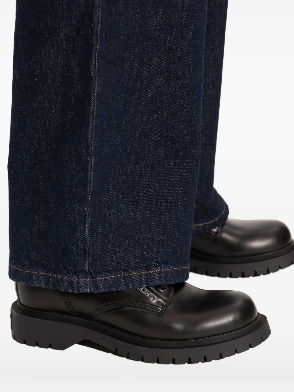 Givenchy Lace-up Leather Biker Boots In Black