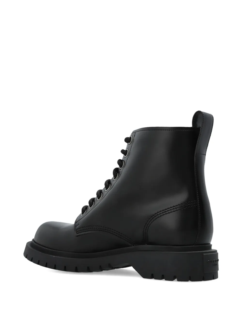 Givenchy Lace-up Leather Biker Boots In Black