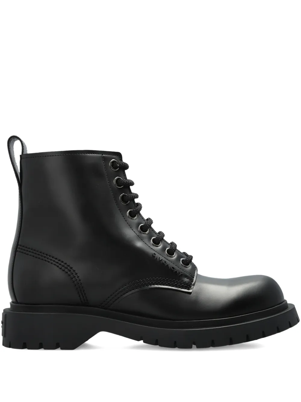 Givenchy Lace-up Leather Biker Boots In Black