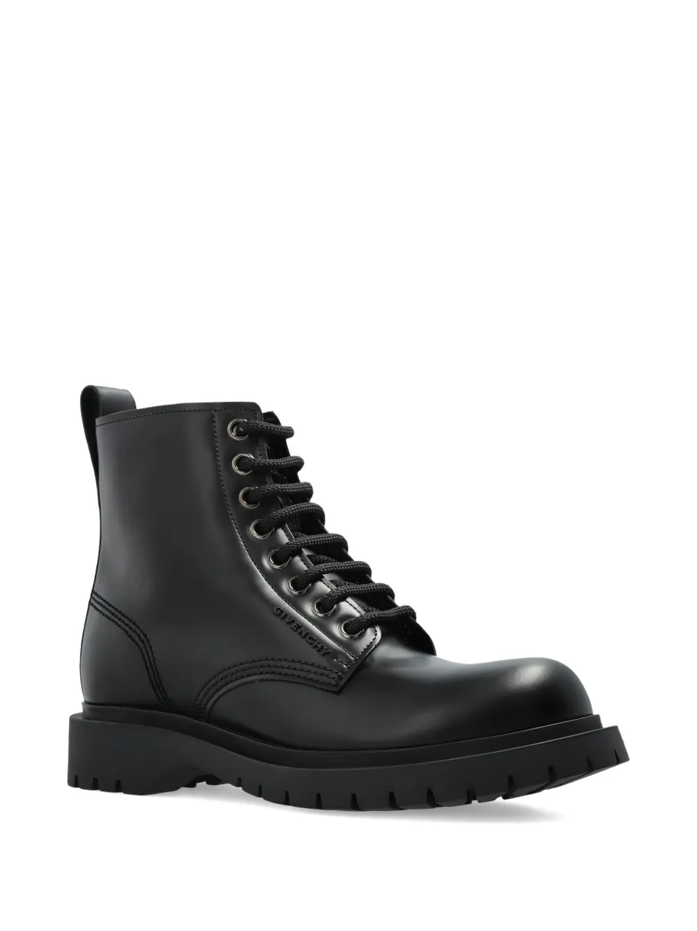 Givenchy Lace-up Leather Biker Boots In Black