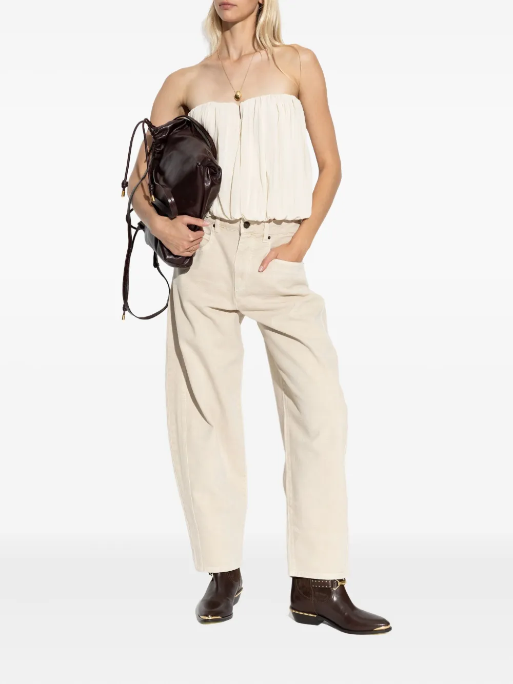 ISABEL MARANT Amalia gathered strapless blouse - Beige