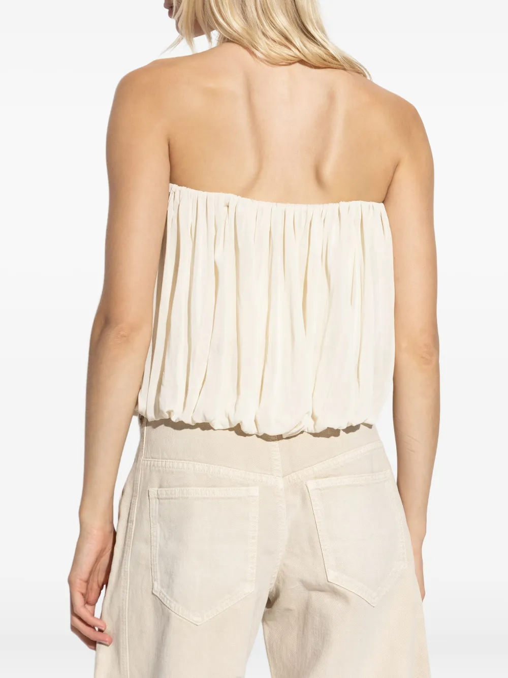 ISABEL MARANT Amalia gathered strapless blouse Beige