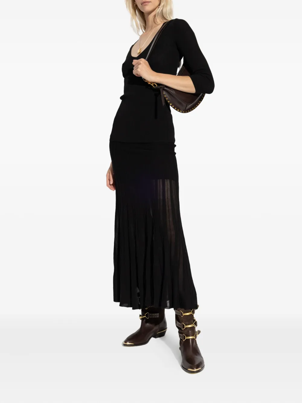 ISABEL MARANT ribbed V-neck top - Zwart
