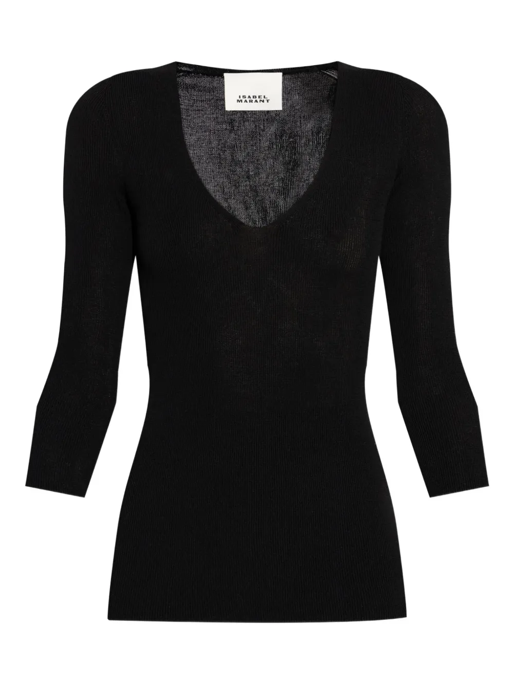 ISABEL MARANT ribbed V-neck top Zwart
