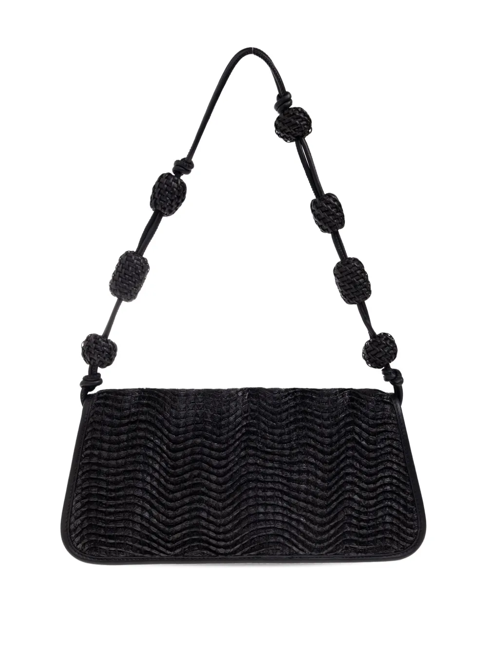 Cult Gaia Small Sunniva Raffia Shoulder Bag In Black