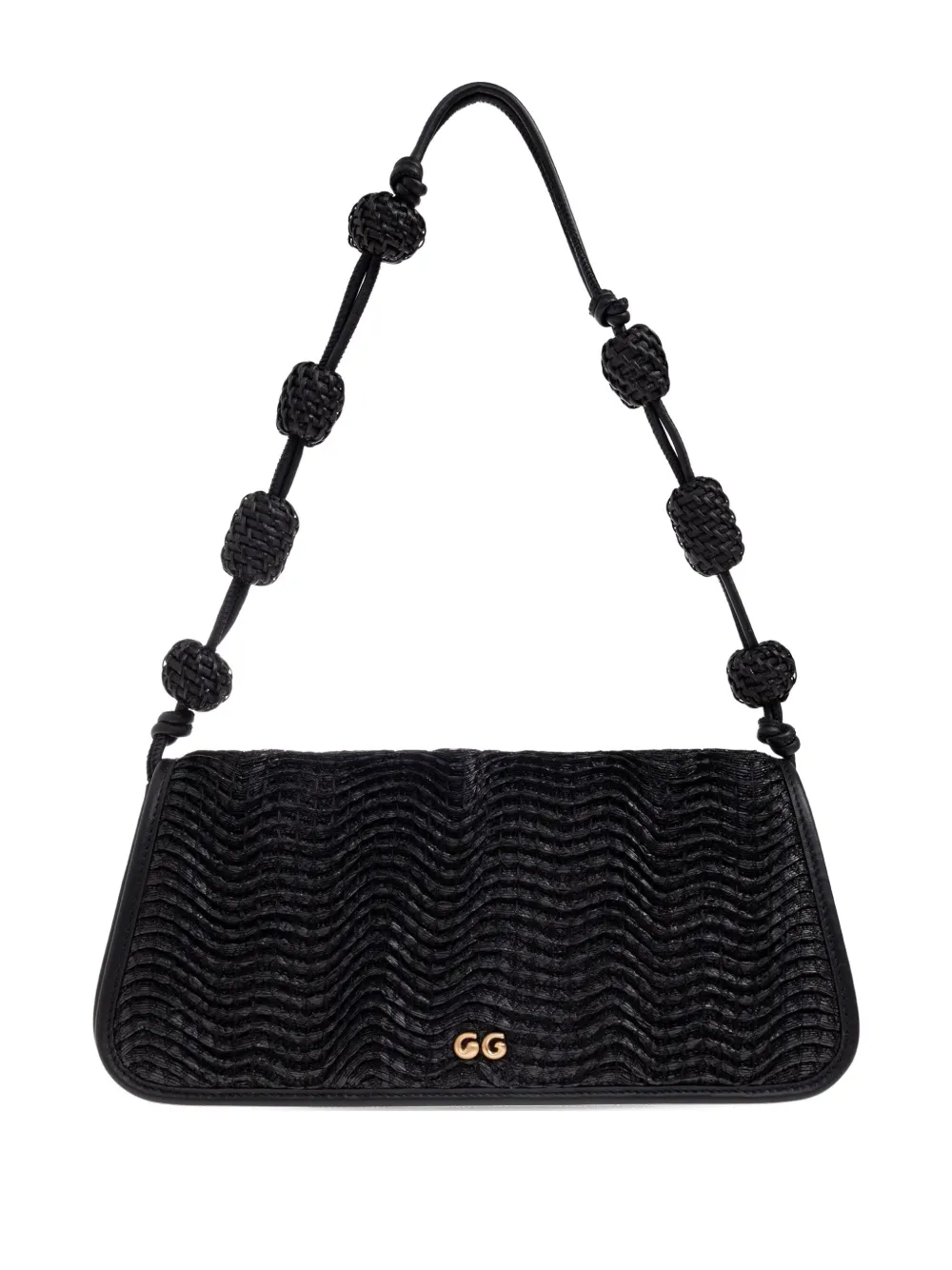 Cult Gaia Small Sunniva Raffia Shoulder Bag In Black
