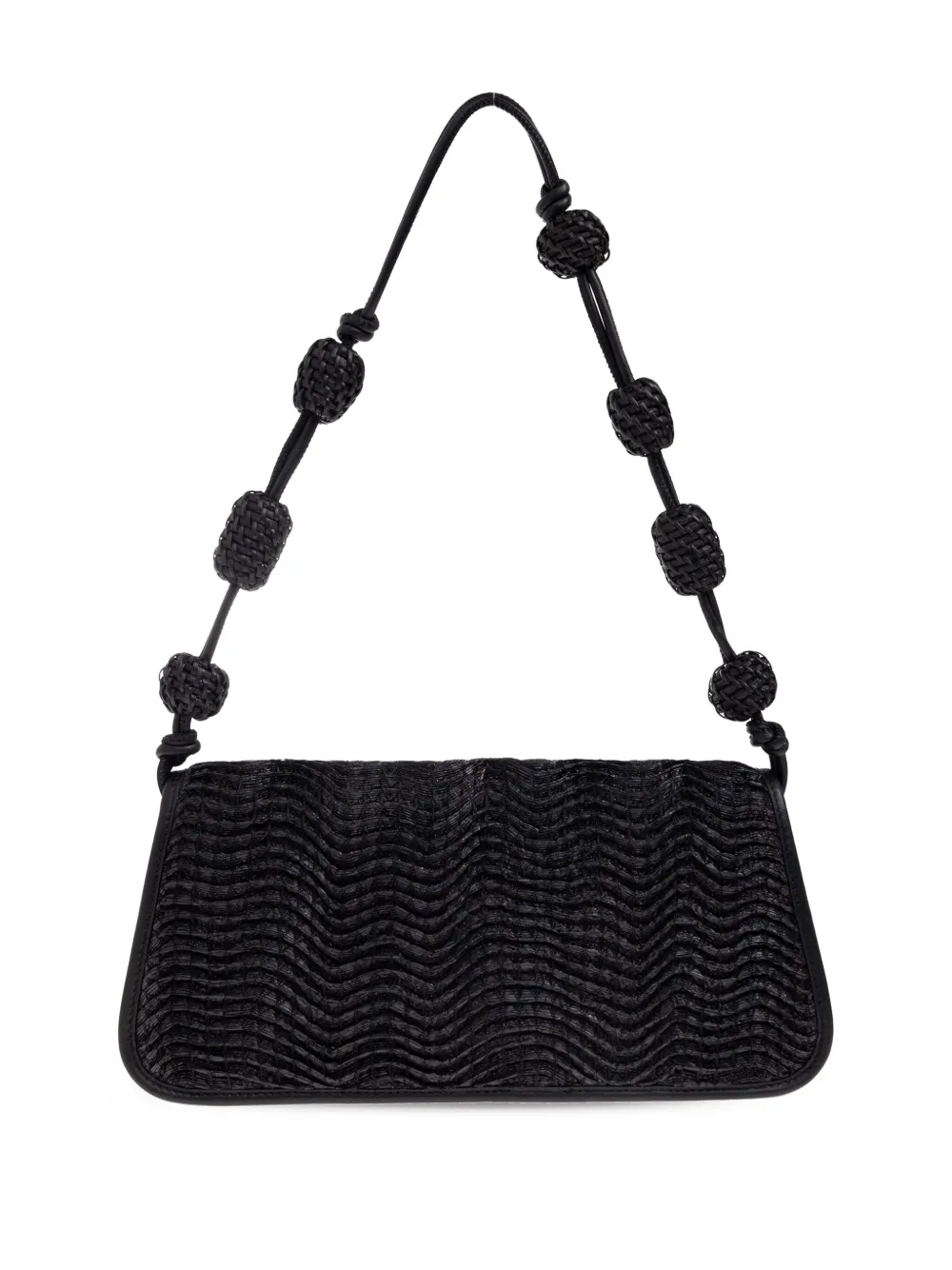 Cult Gaia Kleine Sunniva raffia schoudertas Zwart