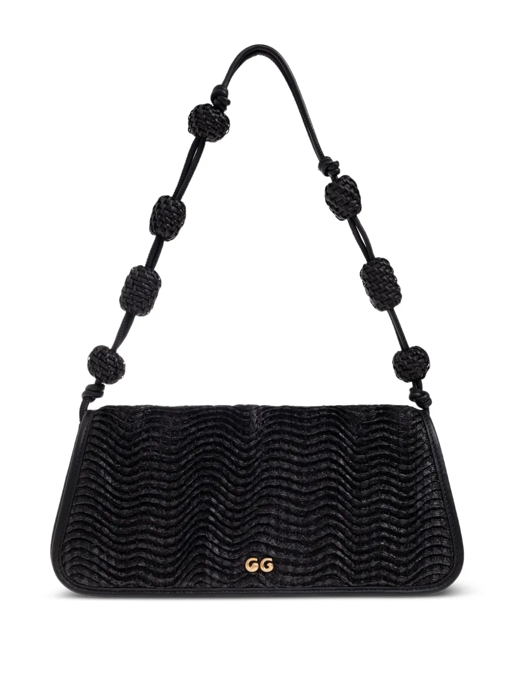 Cult Gaia Kleine Sunniva raffia schoudertas Zwart