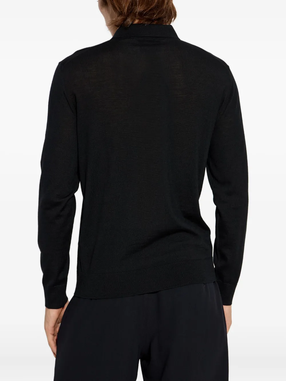 Giorgio Armani long-sleeve polo shirt Blauw