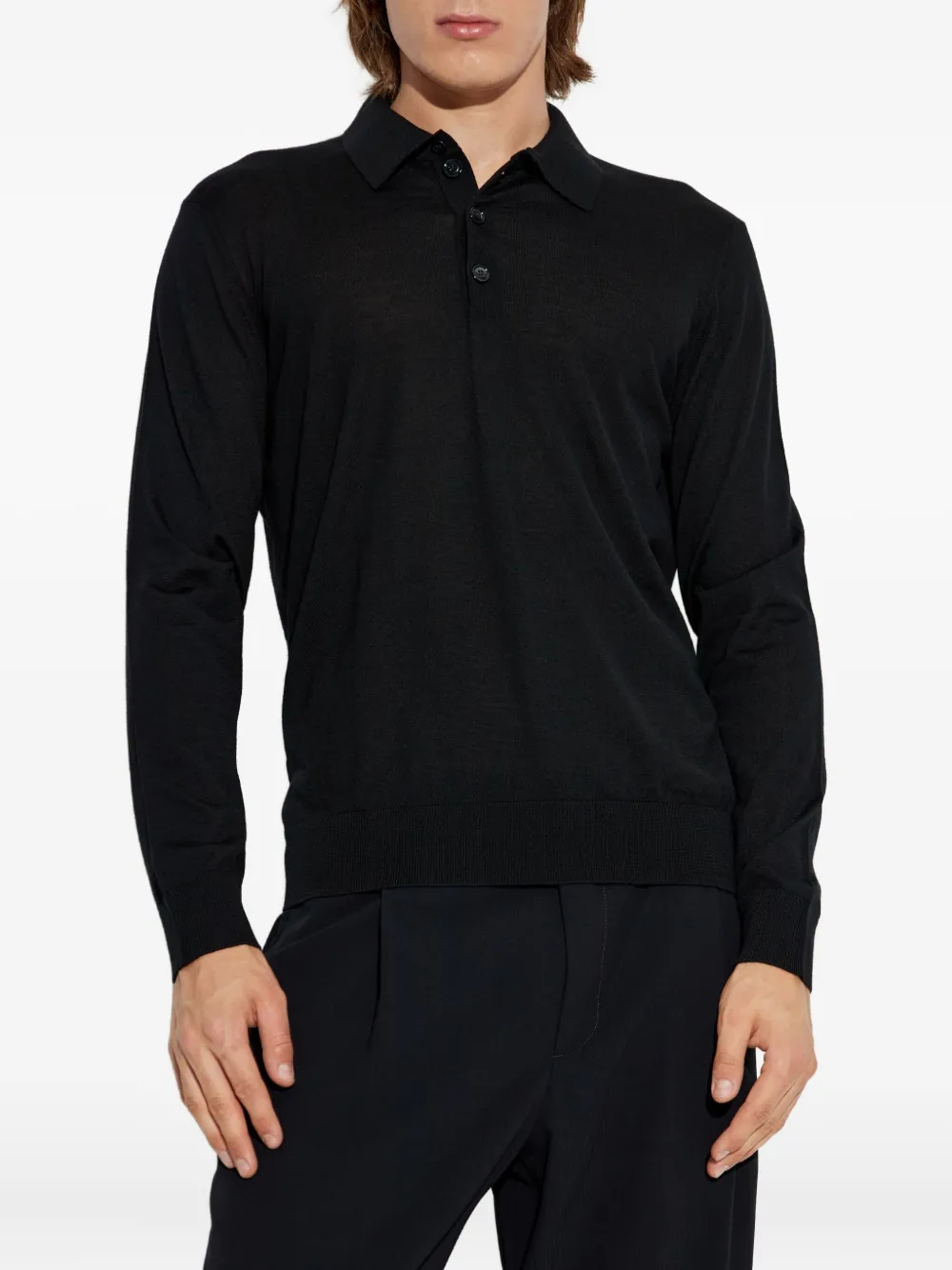Giorgio Armani long-sleeve polo shirt Blauw
