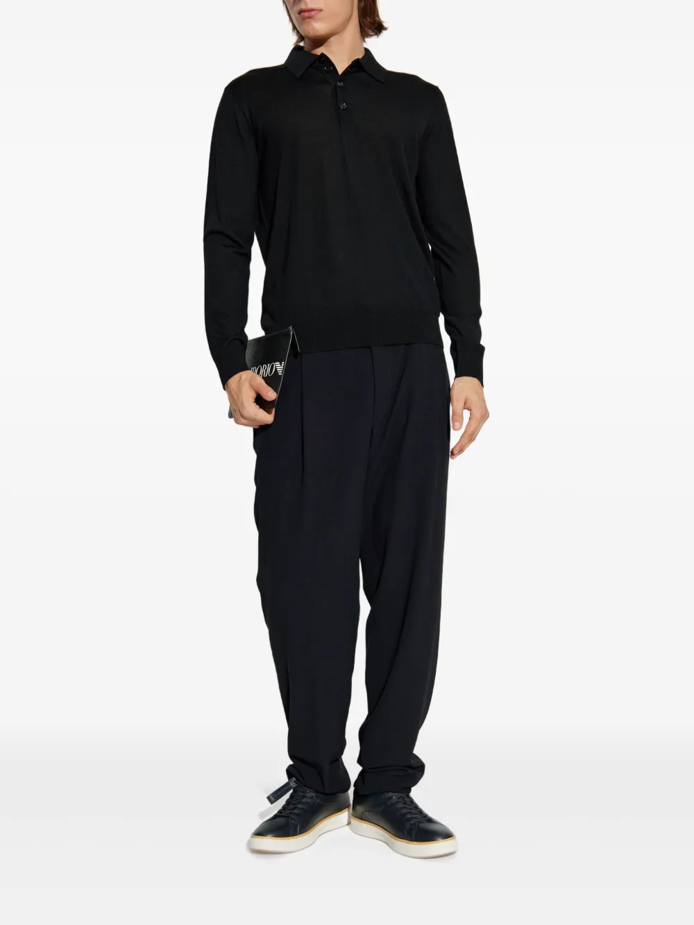 Giorgio Armani long-sleeve polo shirt - Blauw