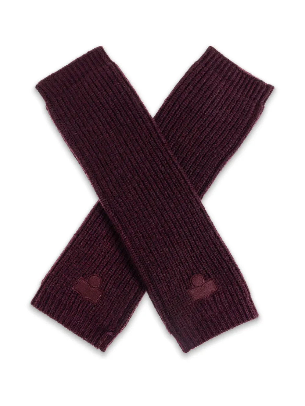 ISABEL MARANT Geribbelde handschoenen met logo Paars