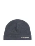 Emporio Armani logo-embroidered wool beanie - Grey