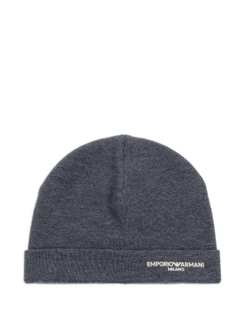 Emporio Armani logo-embroidered wool beanie