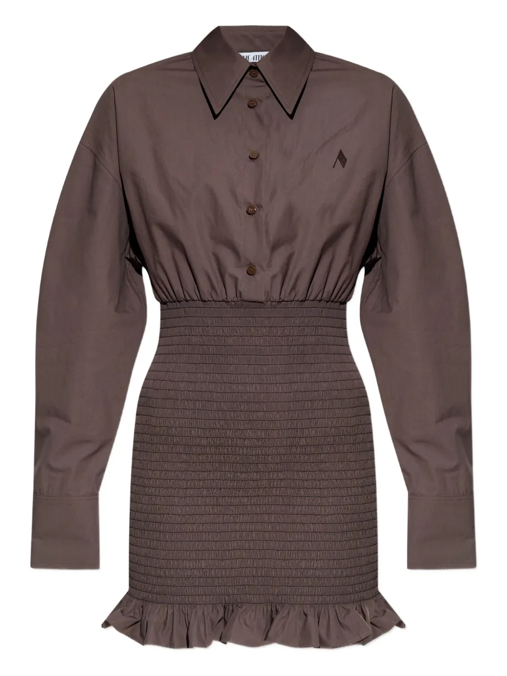The Attico Gesmockte mini-jurk met ruches Bruin