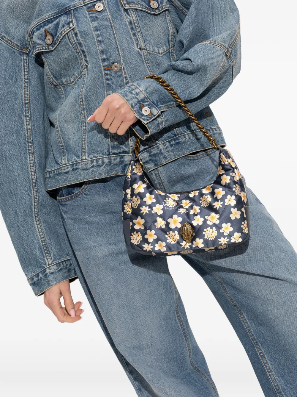 Kurt Geiger Floral-print Cross Body Bag In Blue