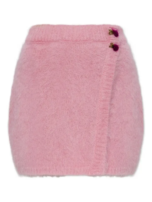 Alessandra Rich Flower-button Skirt in Pink