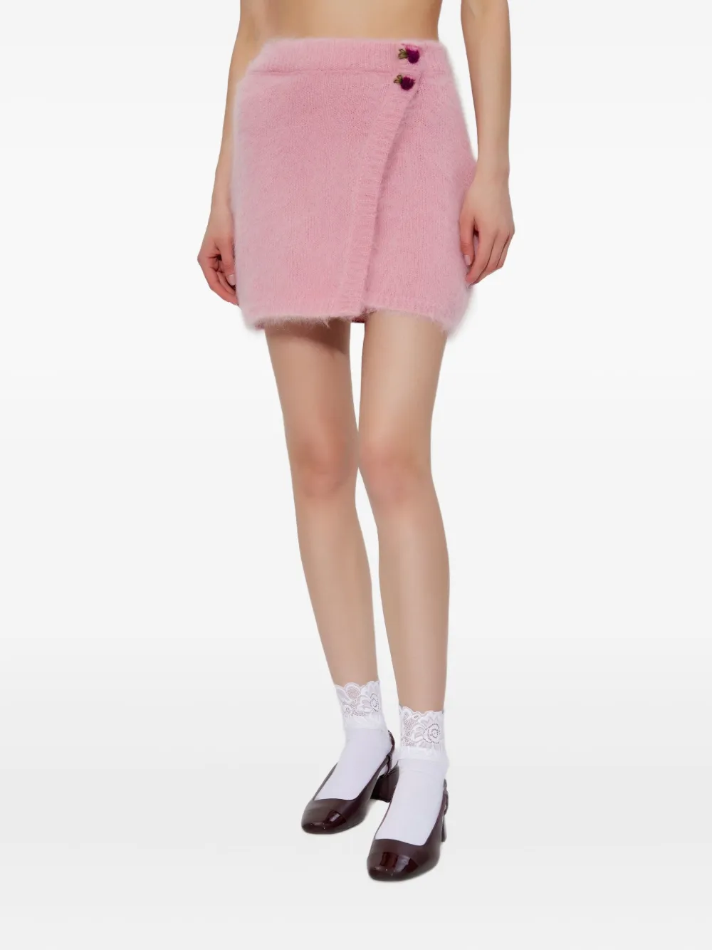 Alessandra Rich Rok met bloemen en knopen Roze
