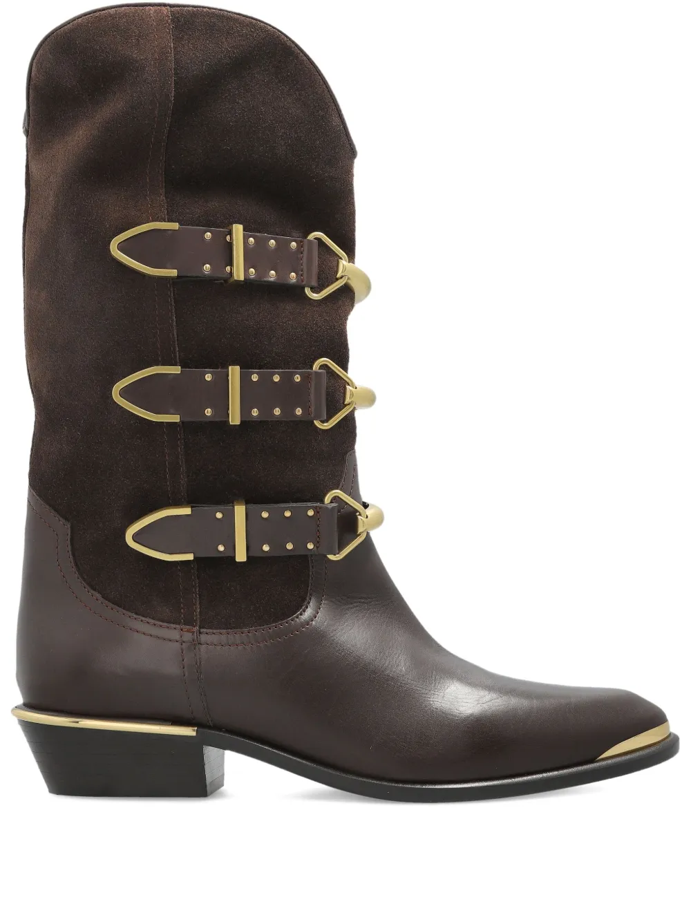 ISABEL MARANT 30mm buckle-detail suede leather boots Brown