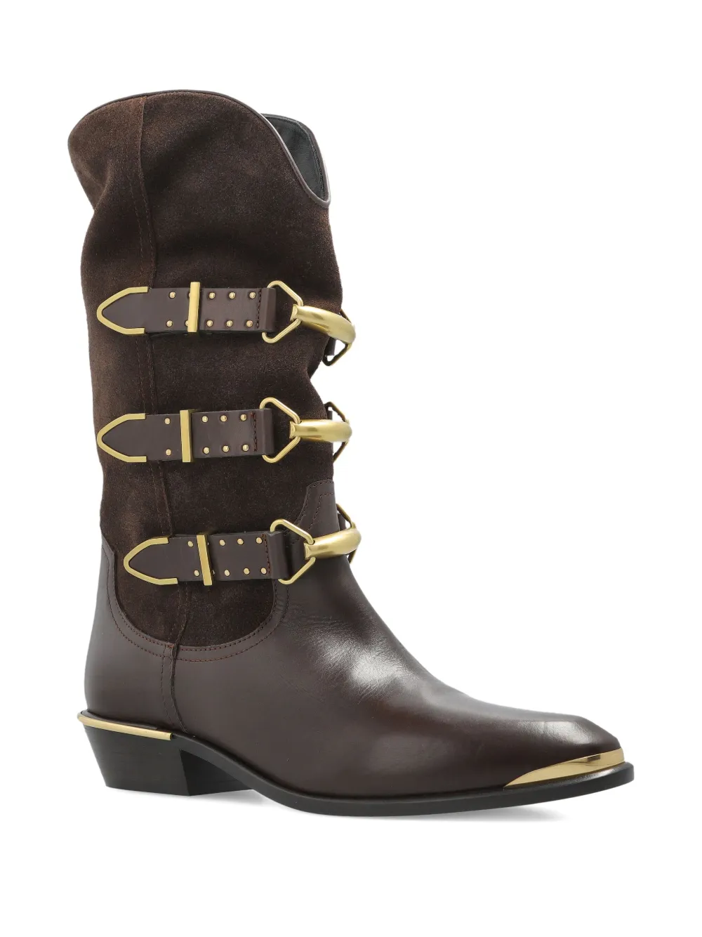Isabel Marant 30mm Buckle-detail Suede Leather Boots In Brown