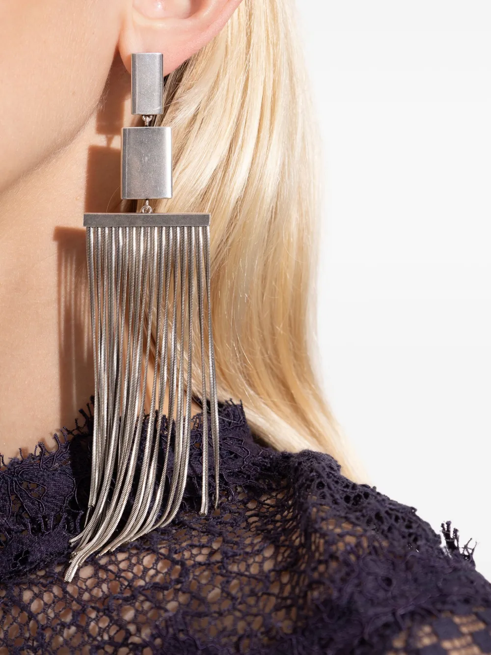 ISABEL MARANT square fringe earrings - Zilver
