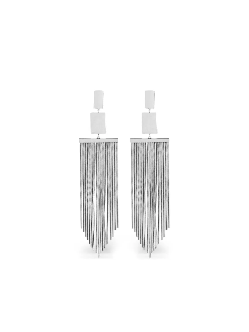 Isabel Marant Square Fringe Earrings In Silver