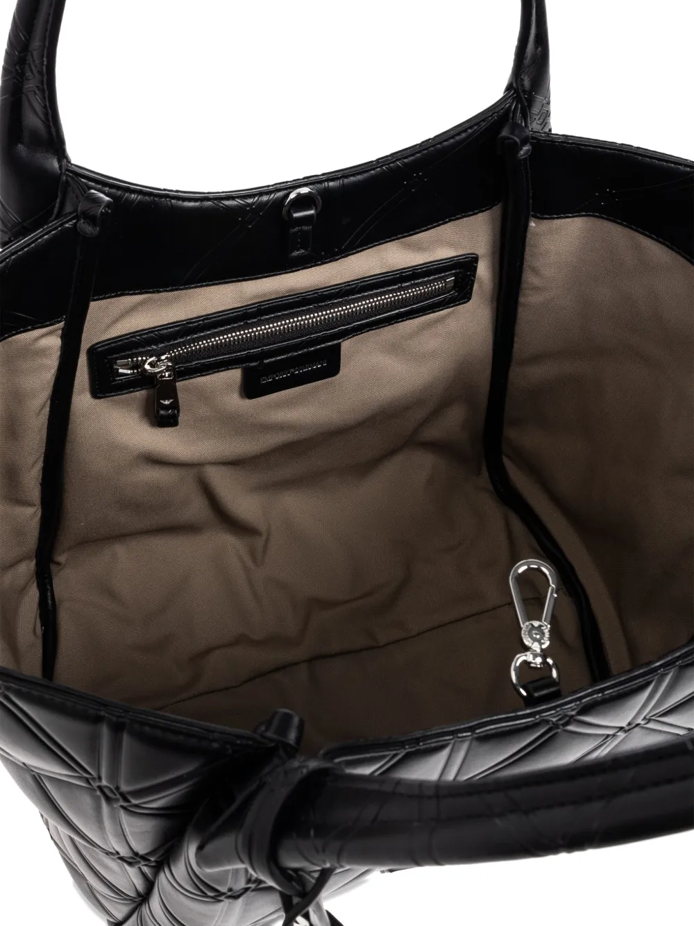 Emporio Armani Quilted Logo-detail Tote Bag In Black
