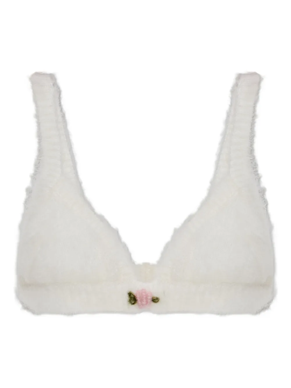 Alessandra Rich Flower-embellishment Top In White