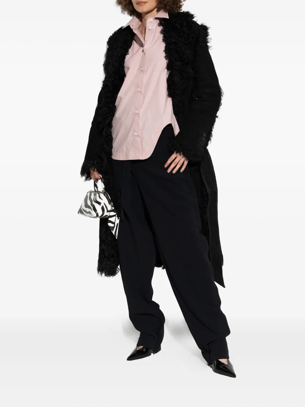 The Attico shearling coat - Zwart