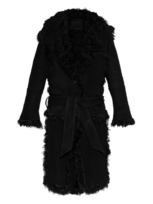 The Attico Shearling Coat in Black