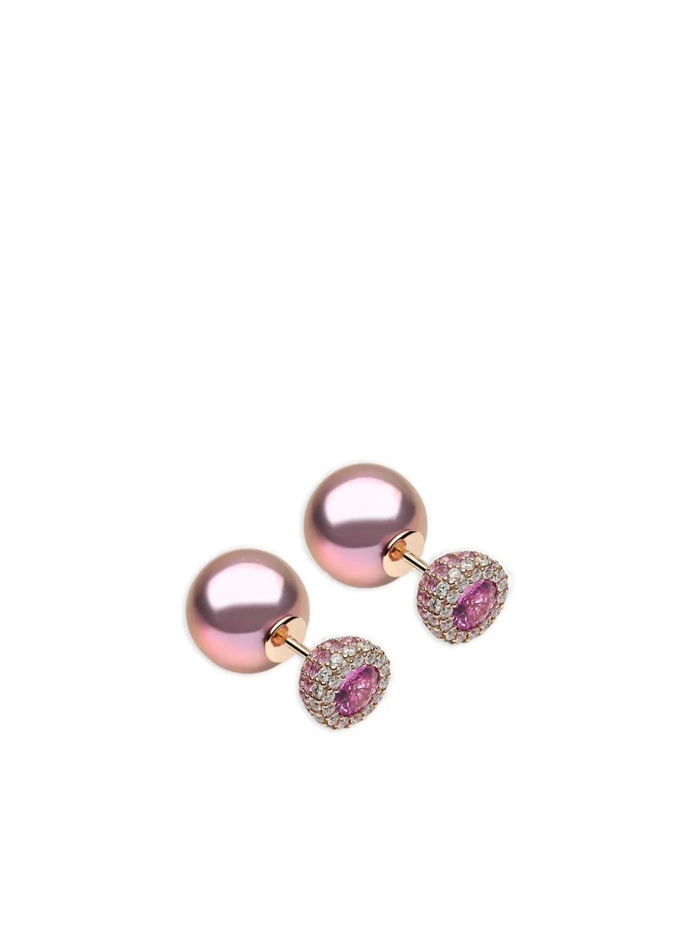 18K rose gold diamond and pearl earrings