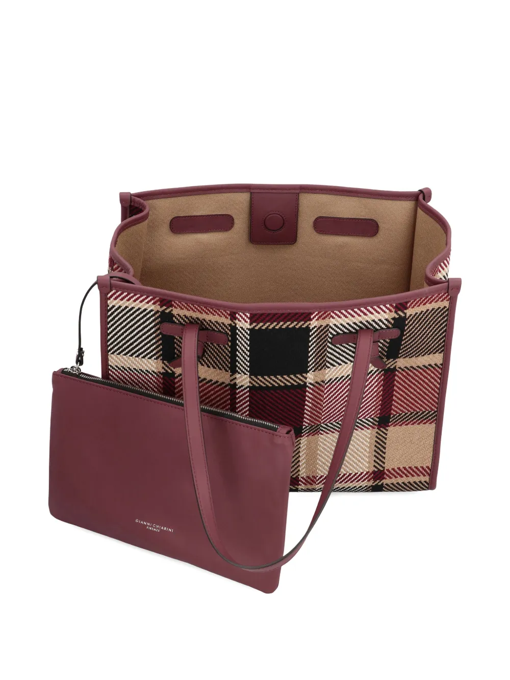 Gianni Chiarini Marcella Plaid Leather-trimmed Tote Bag In Multi
