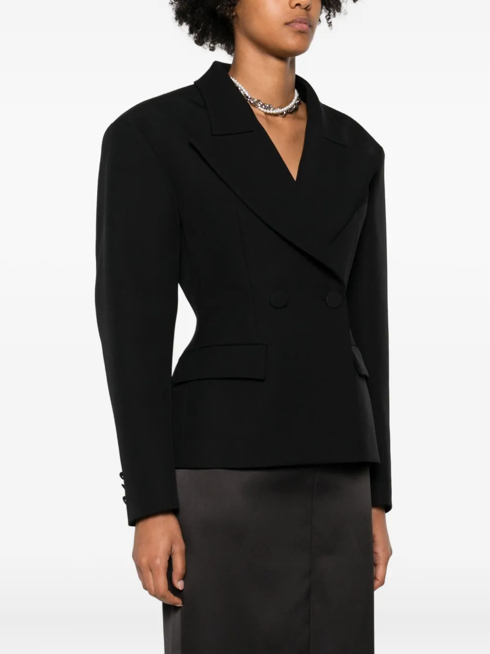 The Andamane Double-breasted Blazer In Black