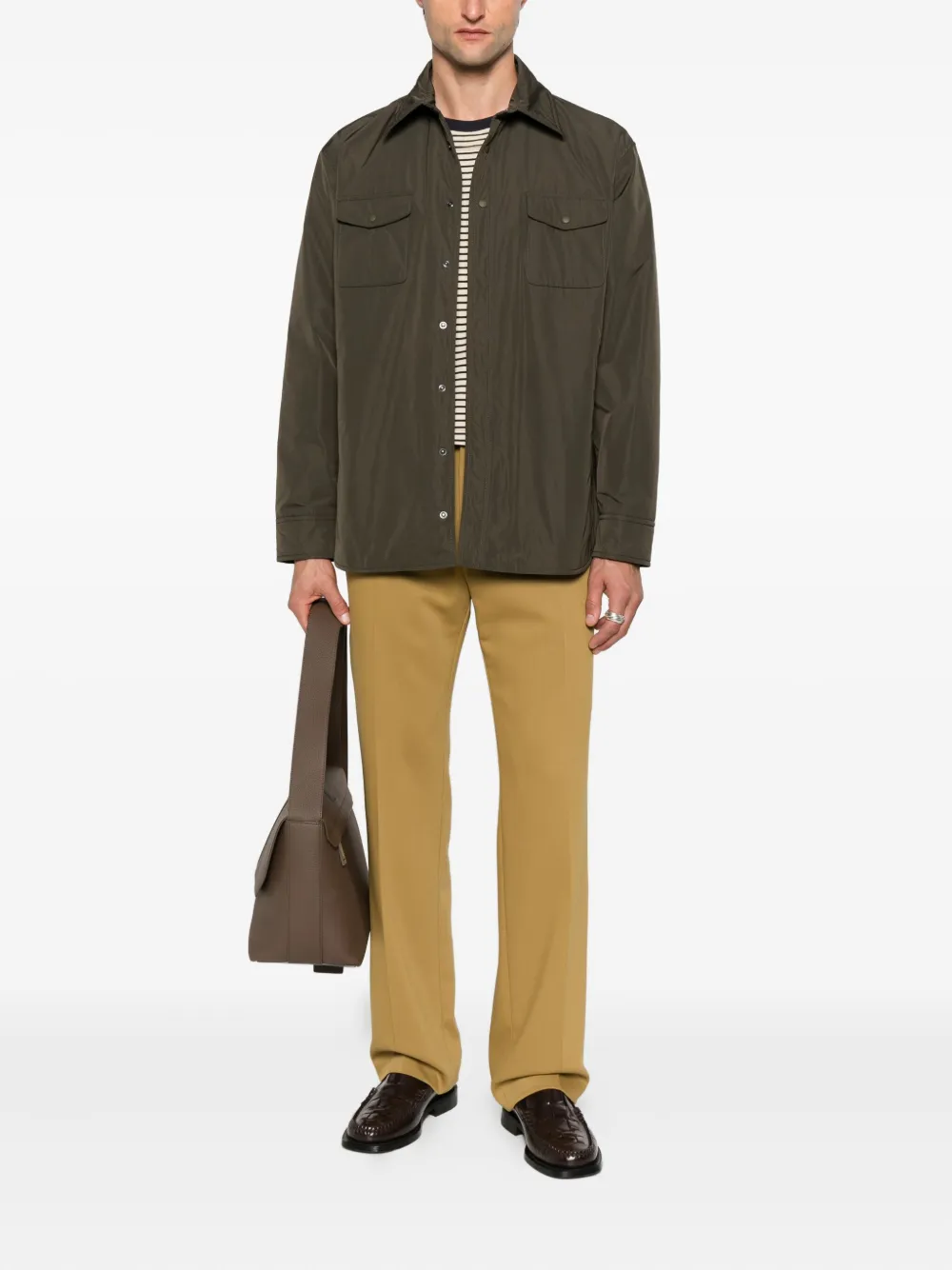 ASPESI buttoned flap-pocket shirt jacket Groen
