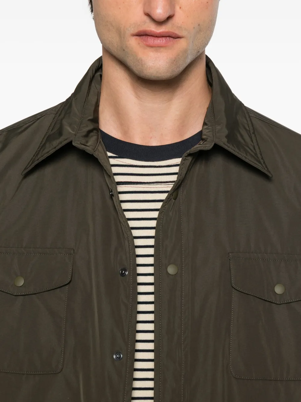 ASPESI buttoned flap-pocket shirt jacket Groen