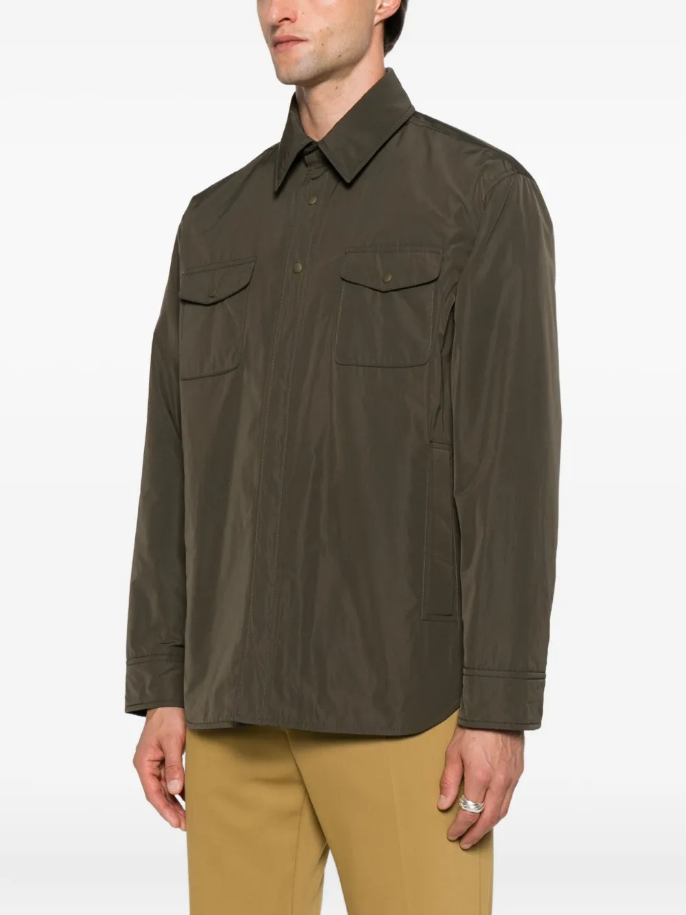 ASPESI buttoned flap-pocket shirt jacket Groen