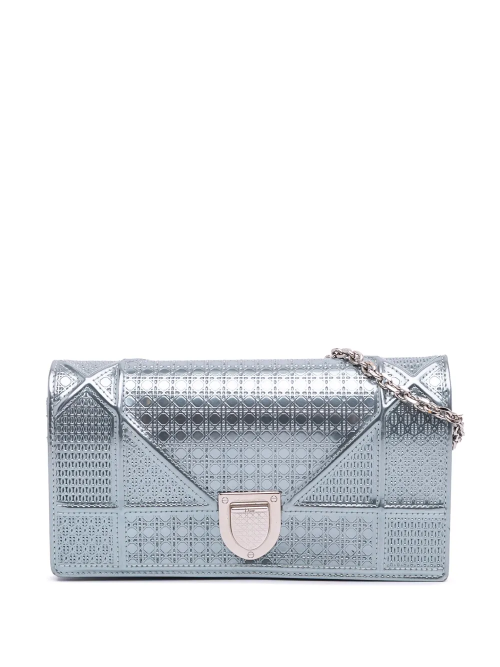 2015 Metallic Patent Microcannage Diorama Wallet on Chain crossbody bag