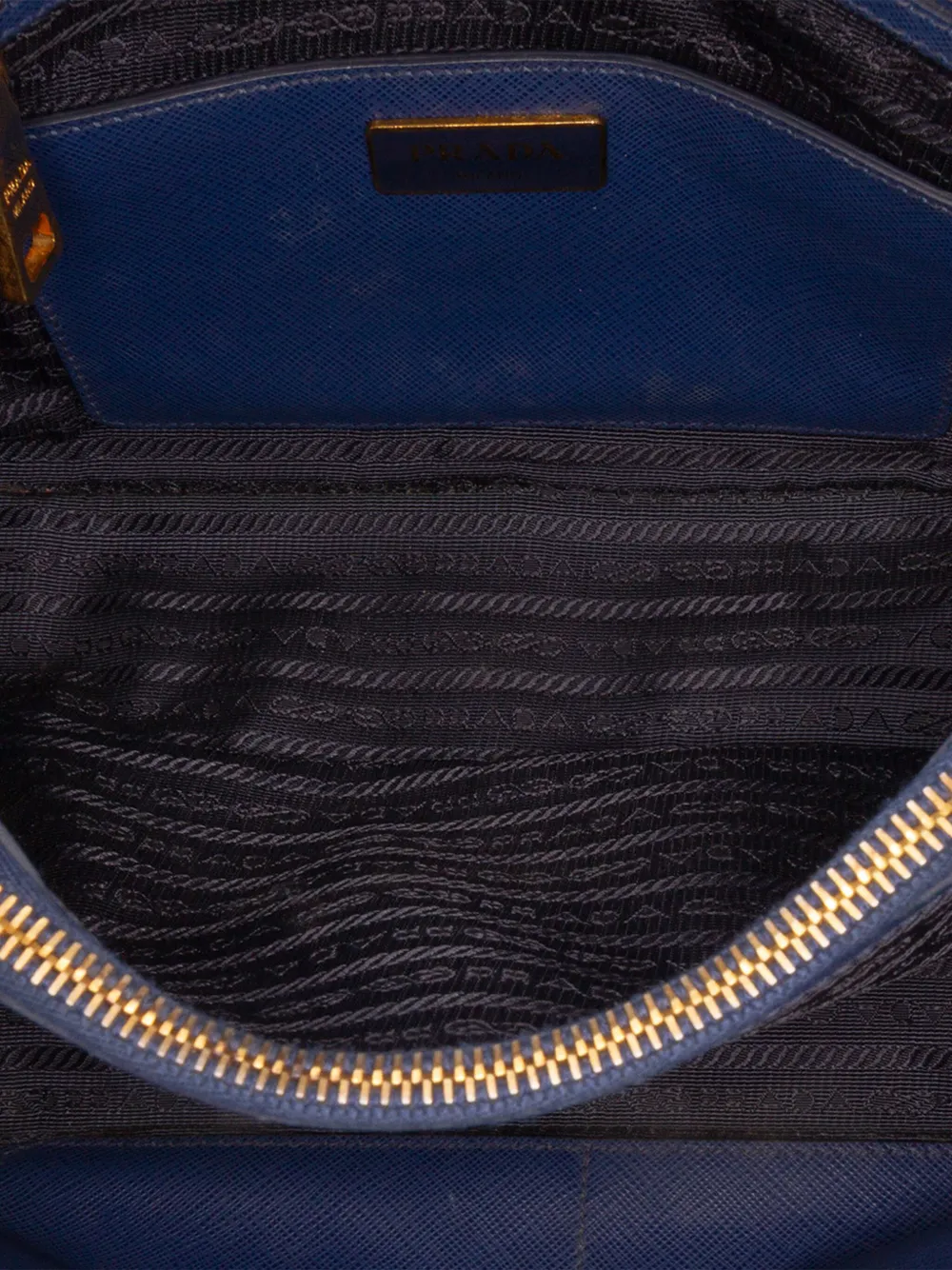 Pre-owned Prada 2000-2025 Medium Saffiano Lux Open Promenade Satchel In Blue