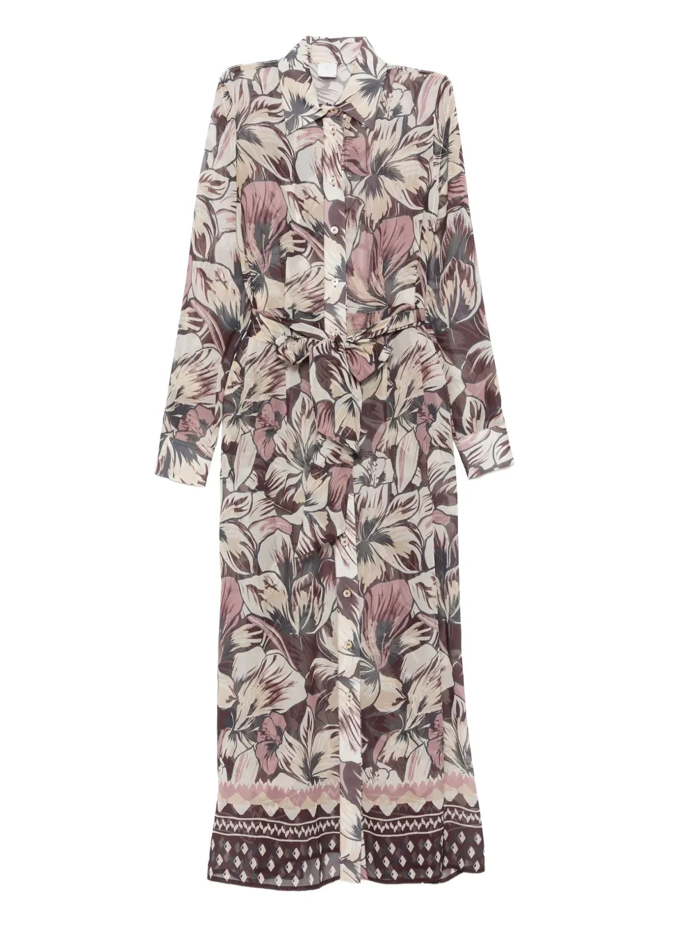 Eleventy Midi-jurk met ceintuur Paars