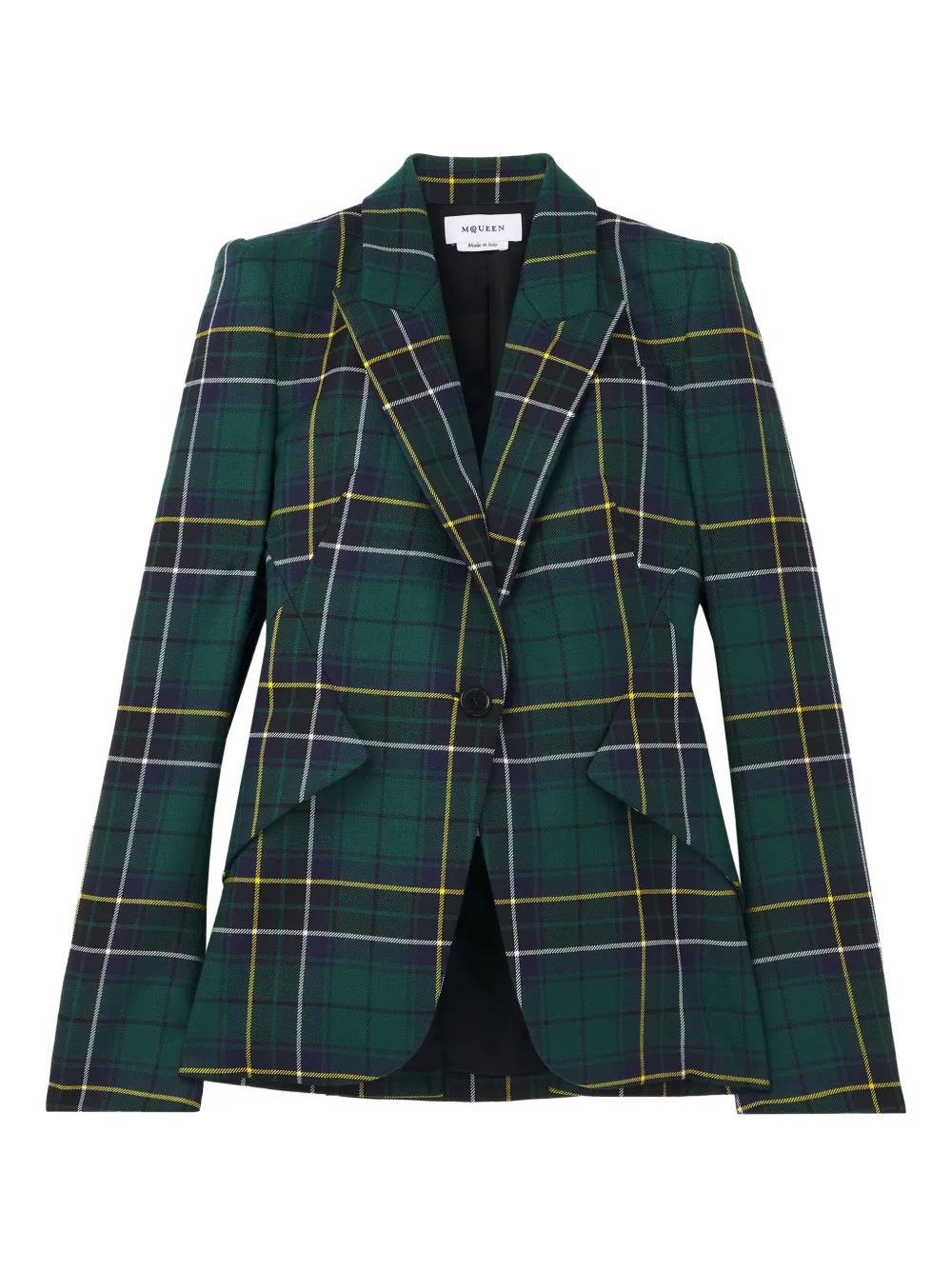Alexander McQueen Geruite blazer met puntige revers Groen