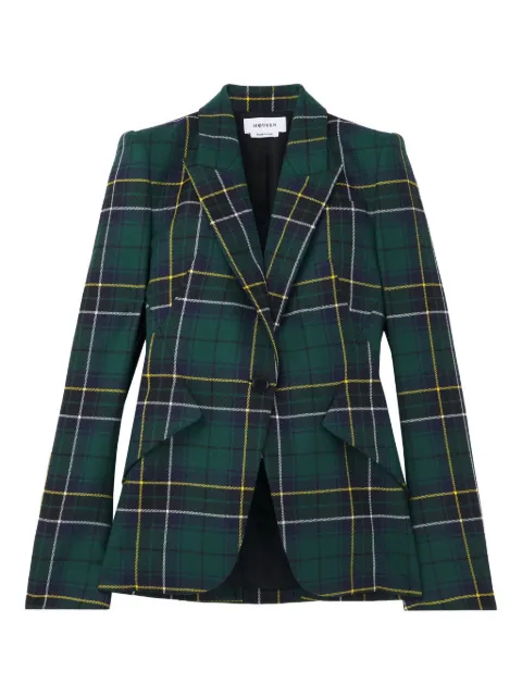 Alexander McQueen peak-lapel tartan-plaid blazer