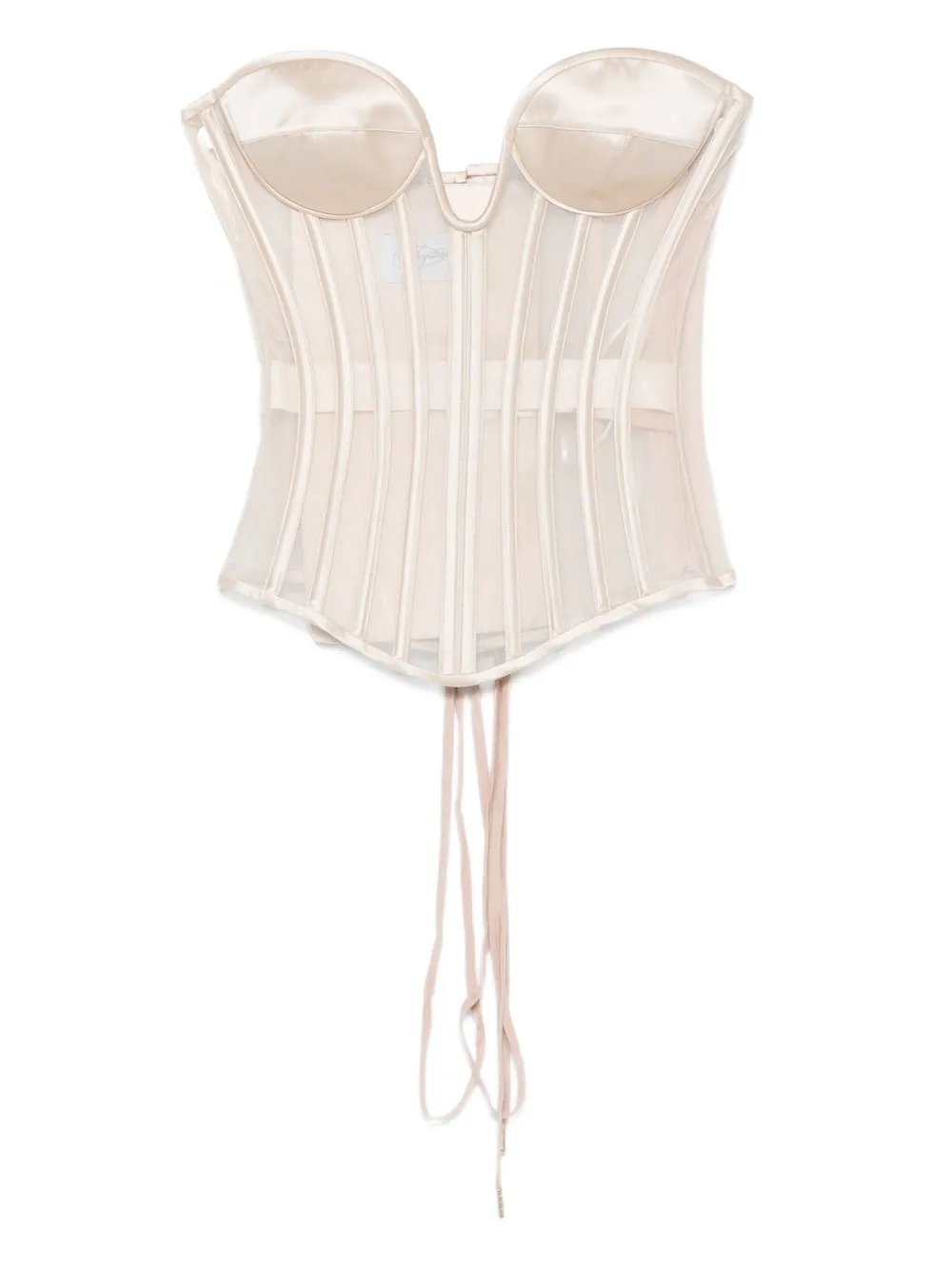 Redemption satin-paneled mesh corset | Pink | Image 1