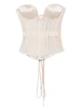 Redemption satin-paneled mesh corset - Pink