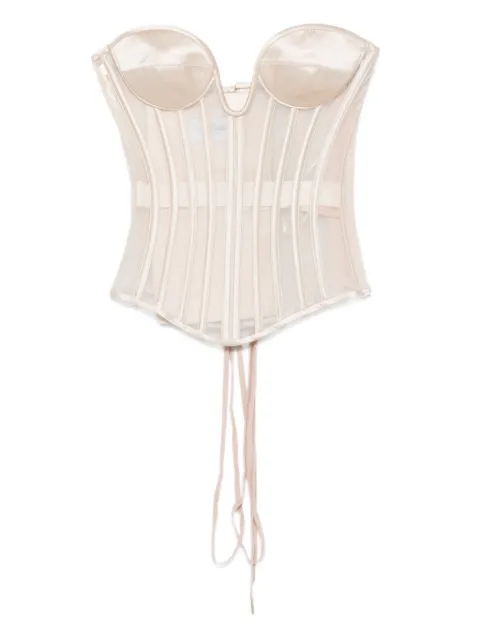 Redemption satin-paneled mesh corset