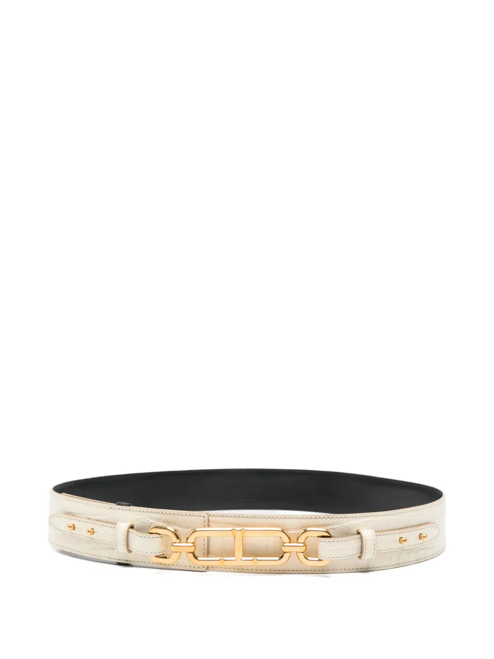 Tom Ford Crocodile-embossed Chain-link Belt In Neutral